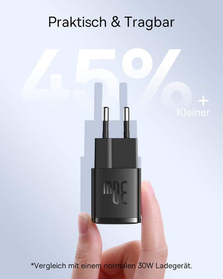 Baseus USB C Ladegerät, 30W Schnellladegerät Netzteil für iPhone 15 14 13 12 11 Pro Max, Samsung Gal