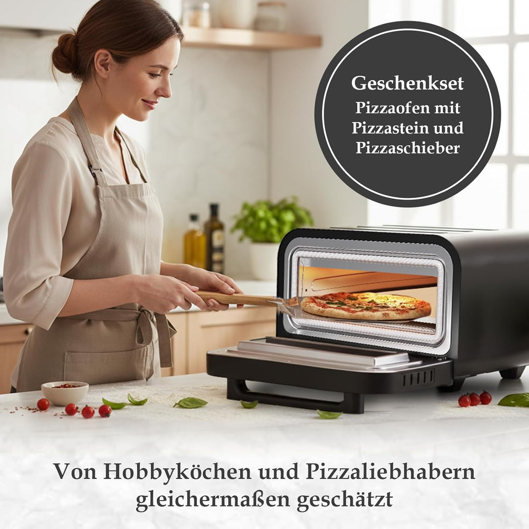 Pizzaofen Elektrisch Mit Pizzastein Für Backofen & Pizzaschieber - 450°C Elektrischer Pizza Ofen - E