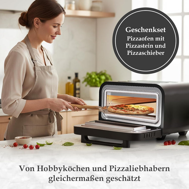 Pizzaofen Elektrisch Mit Pizzastein Für Backofen & Pizzaschieber - 450°C Elektrischer Pizza Ofen - E