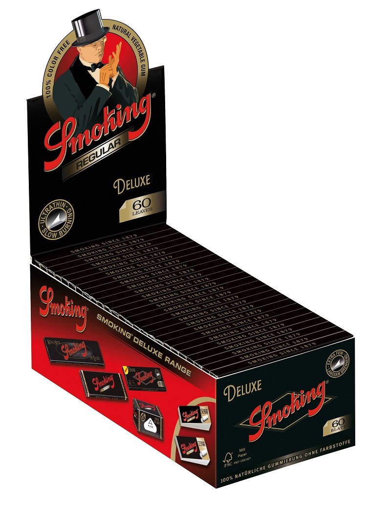 Smoking Deluxe Regular kurze Blättchen ultra dünn 60 Blatt 2 Boxen (100 Heftchen)
