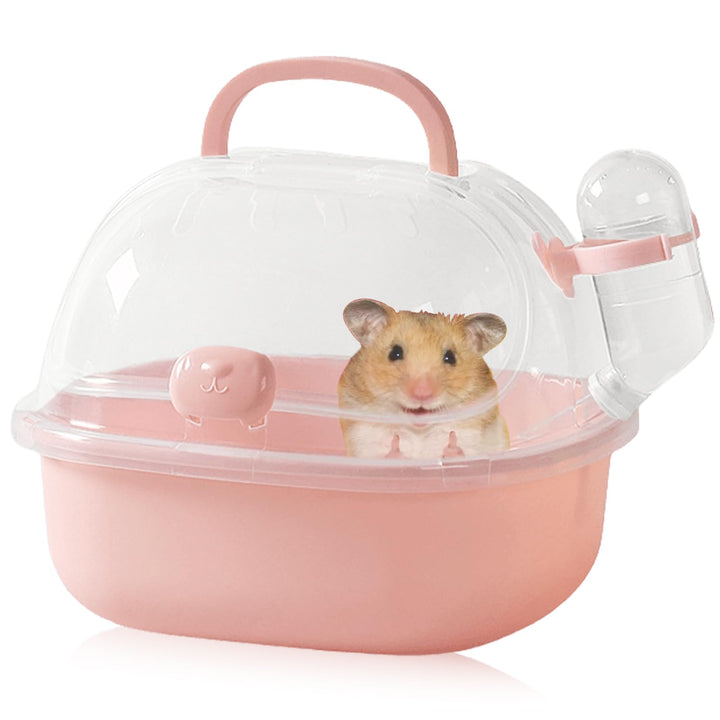 Transportbox Hamster mit Wasserflasche, 20x18x19cm Tragbare Transportbox Kleintiere Transportkäfig m