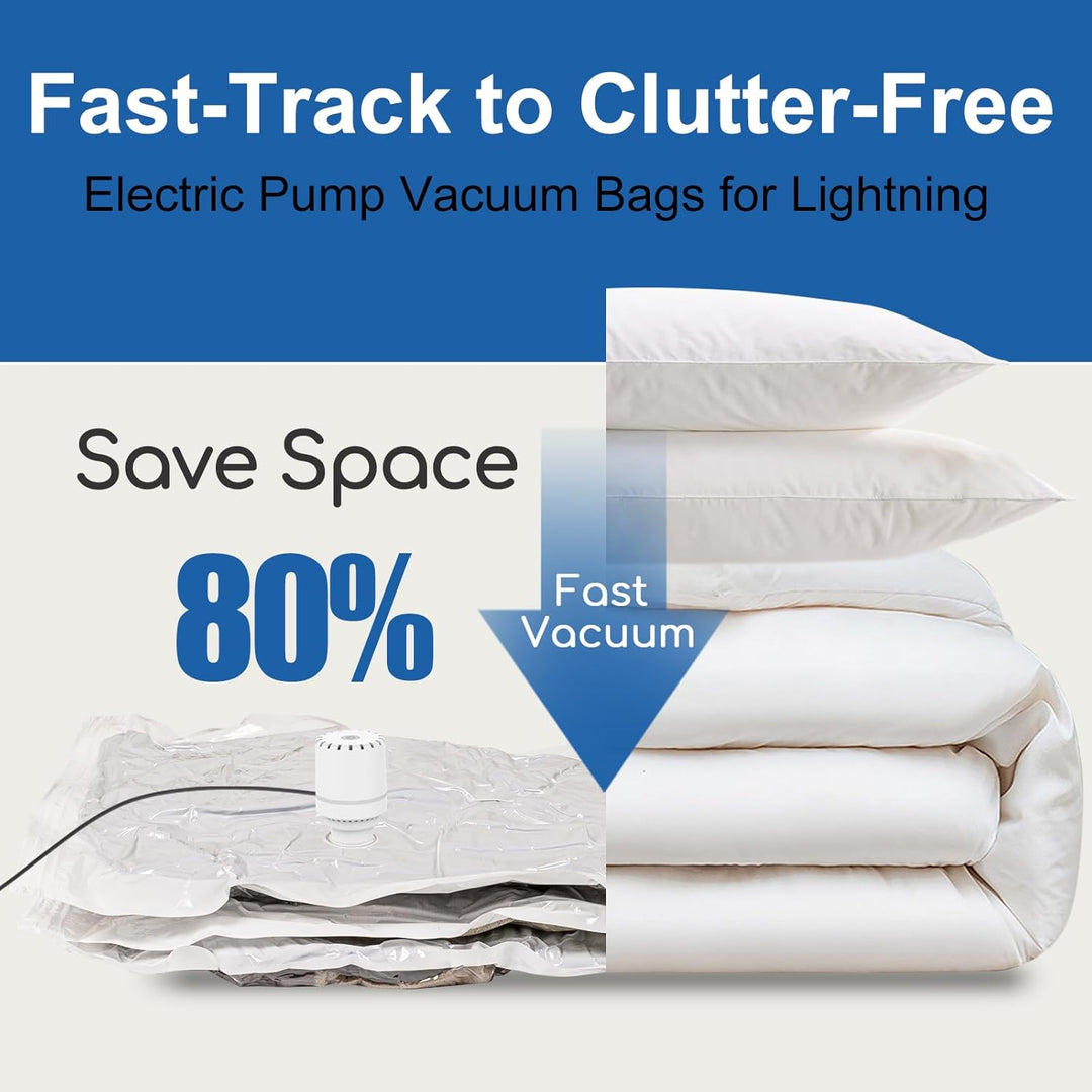 Vakuumbeutel für Kleidung mit elektrischer Luftpumpe, 8er Pack (2Jumbo/2gross/2mittel/2klein), Vakuu