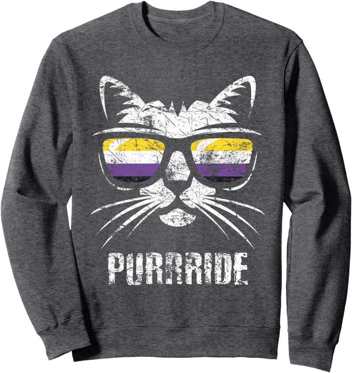 Non Binary Pride Flagge Vintage Non Binary Cat Purrride Sweatshirt