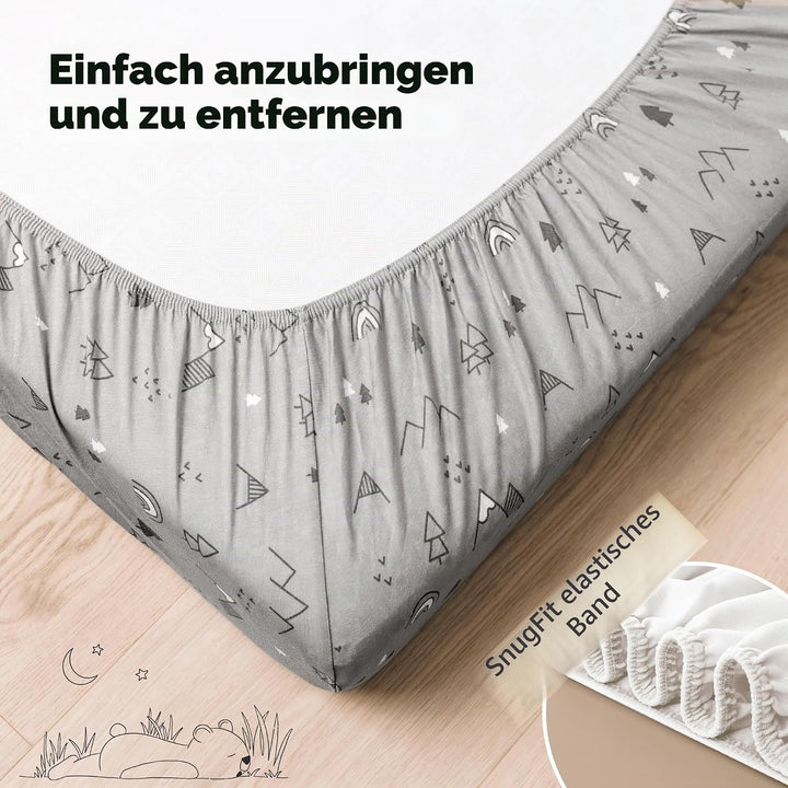 Bio-Spannbettlaken für Kinderbetten - 70x140 Atmungsaktive Jersey Baumwoll Baby Bettlaken, Spannbett