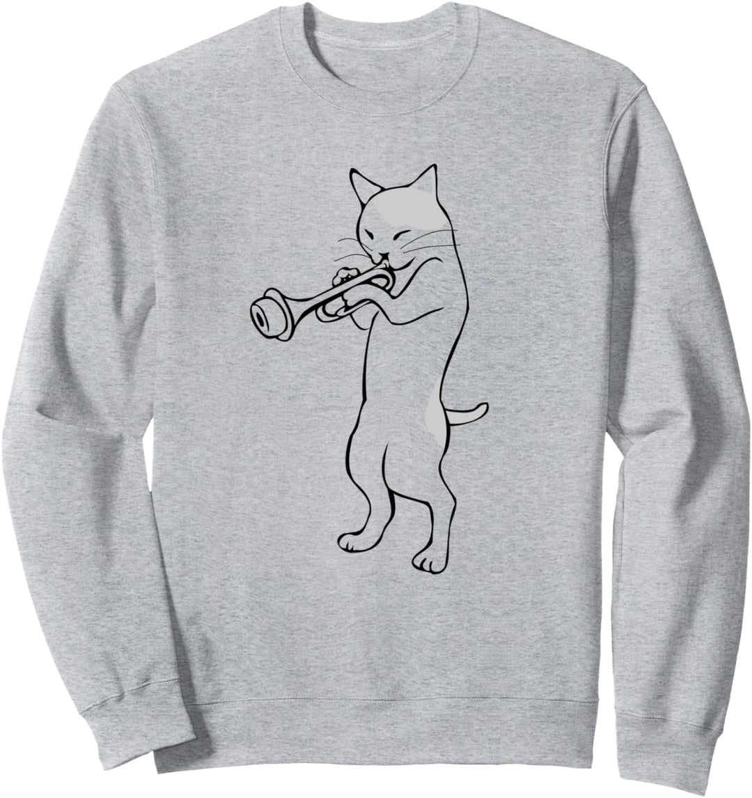 Trompeten Katze, witzig, Geschenk, lustiges Trompeten Sweatshirt