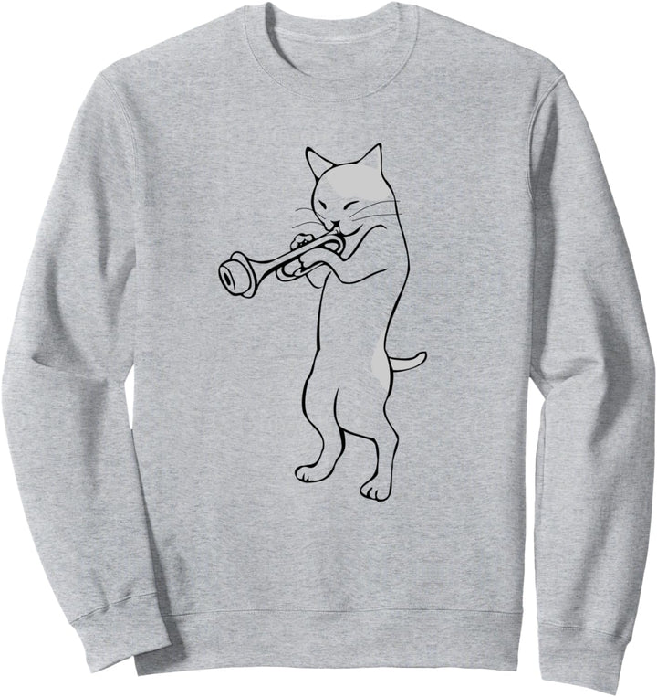 Trompeten Katze, witzig, Geschenk, lustiges Trompeten Sweatshirt