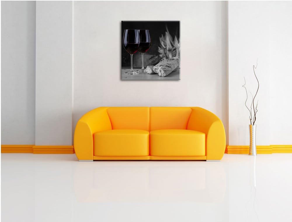 Pixxprint Baguette Wein Picknick als Leinwandbild Quadratisch/Grösse: 70x70 / Wandbild/Kunstdruck/fe