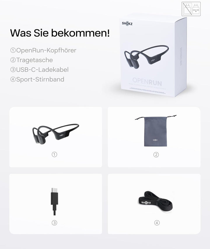 SHOKZ OpenRun Knochenschall Kopfhörer, Open-Ear Sport Bluetooth Kopfhörer mit Noise-Cancelling Mikro