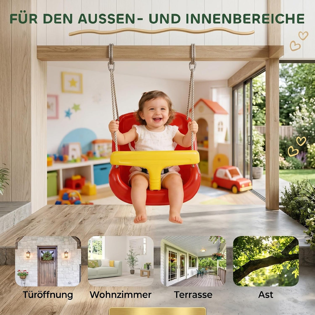 AIYAPLAY Babyschaukel verstellbar Mitwachsend Babysitz Schaukelsitz mit Rückenlehne und Sicherheitsg