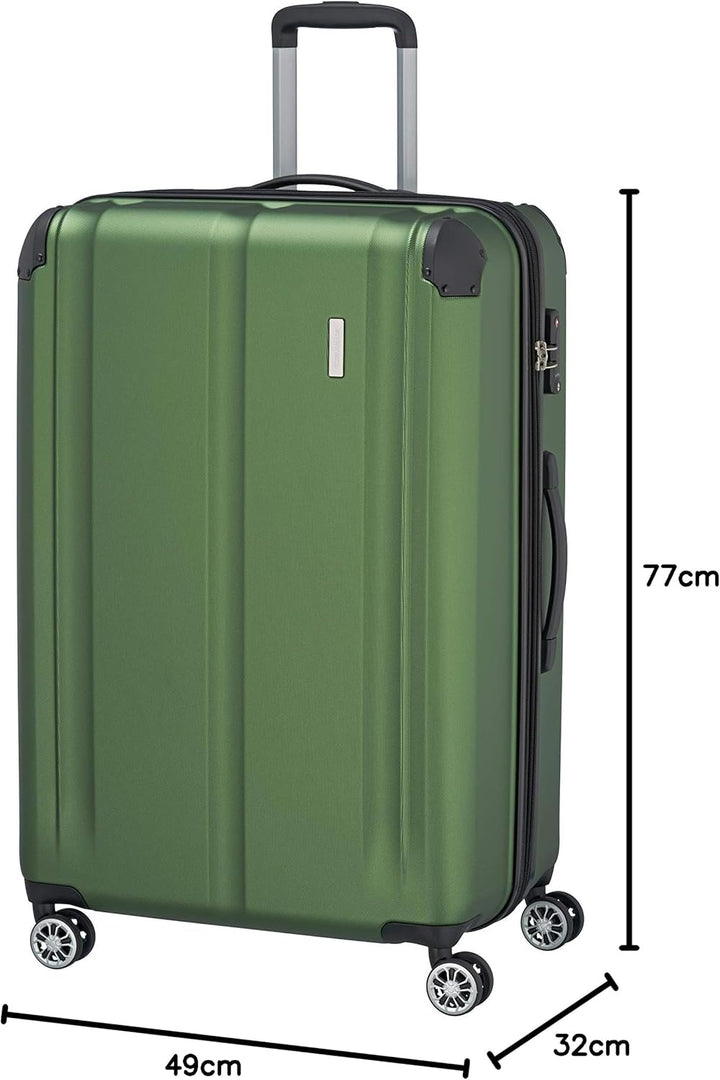 Travelite 4-Rad Koffer L mit TSA Schloss + Dehnfalte, Gepäck Serie CITY: Robuster Hartschalen Trolle