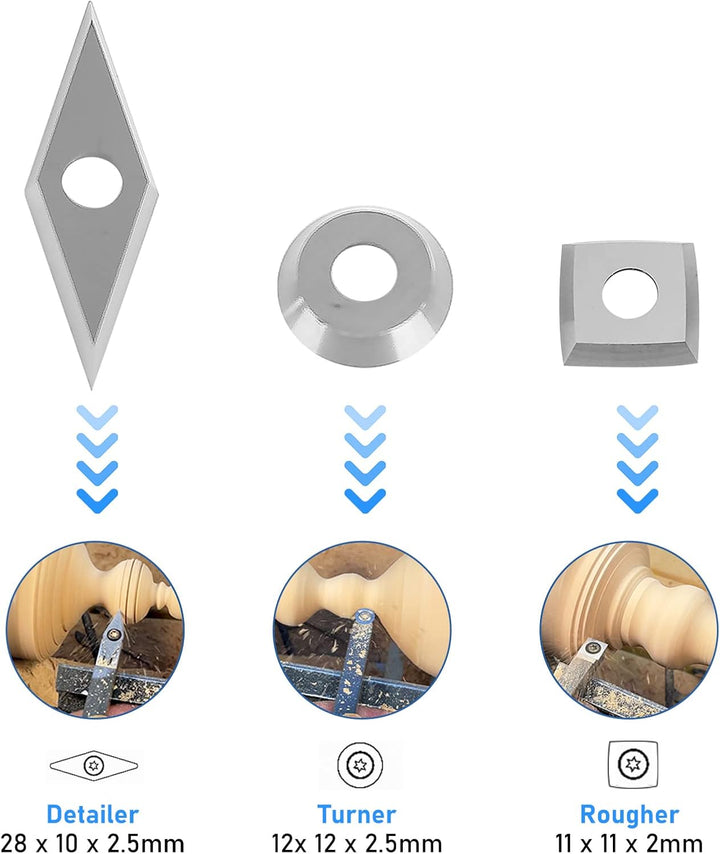 Hartmetall Wendeschneidplatten 3 Stück,CEIEVER CNC Hartmetall Einsatzschneider mit 3 Stück M4 Schrau
