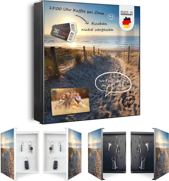 banjado Grosser Schlüsselkasten Glas - Schlüsselbox 30x30cm mit 50 Haken - Schlüsselkasten modern fü