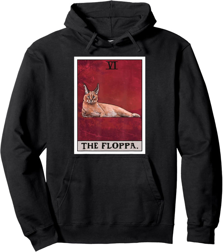 The Floppa Caracal Cat Tarotkarte, lustiges Meme Pullover Hoodie