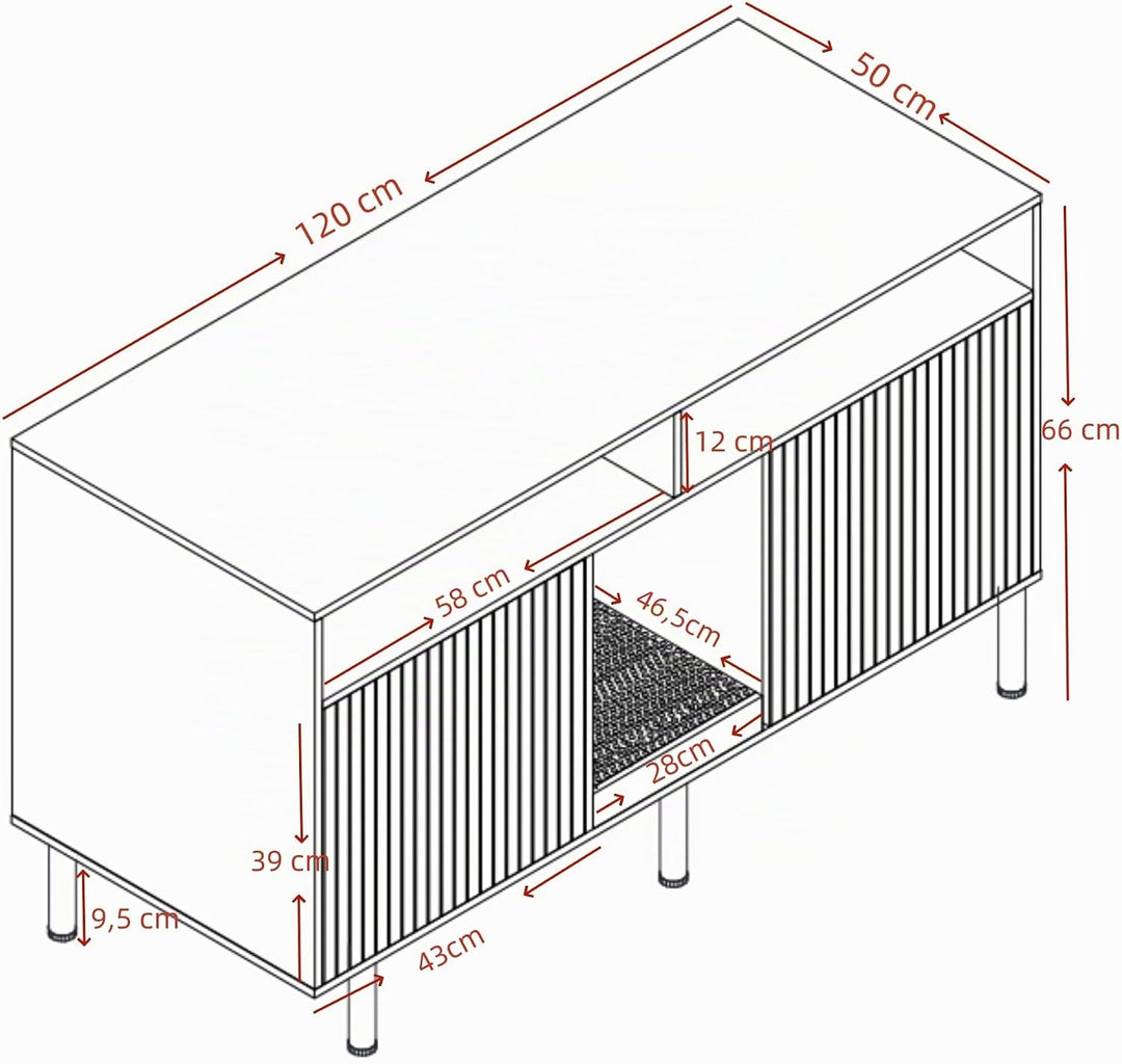 Katzenklo Schrank für 2 Katzen mit Sandauffangmatte, XXL Sideboard für Katzentoilette Versteckt, Mul