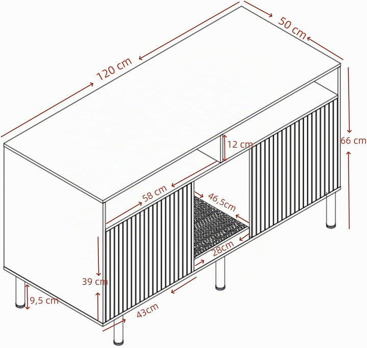 Katzenklo Schrank für 2 Katzen mit Sandauffangmatte, XXL Sideboard für Katzentoilette Versteckt, Mul
