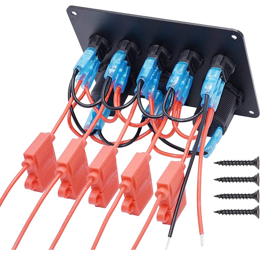Thlevel 12V/24V Schalter Panel 5 Gang Kippschalter Panel mit 5V 4.2A Dual USB Ladegerät, wasserdicht