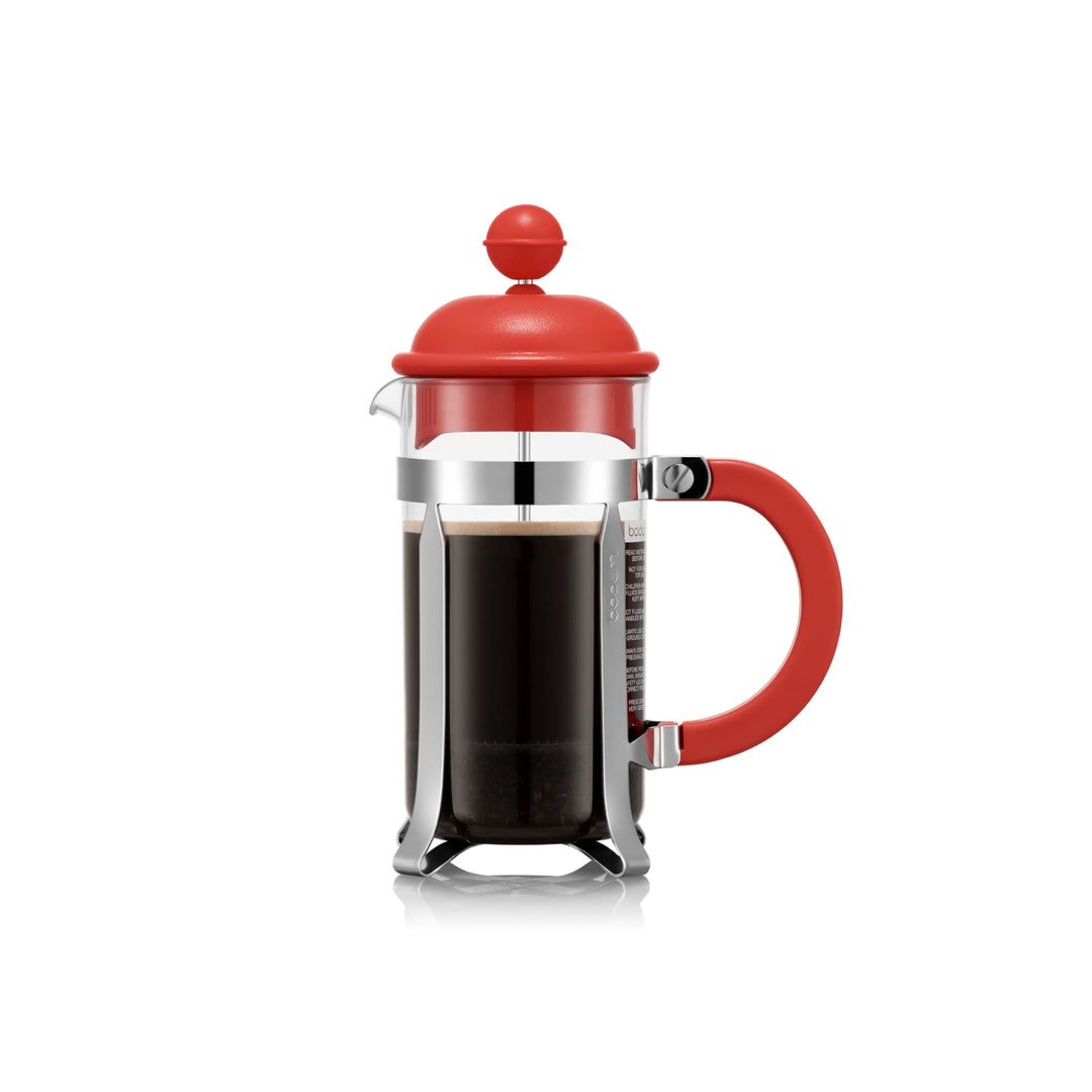 Bodum 1913-04 CAFFETTIERA Kaffeebereiter mit Kunststoffdeckel, 3 Tassen, 0,35 l, Edelstahl, Rot
