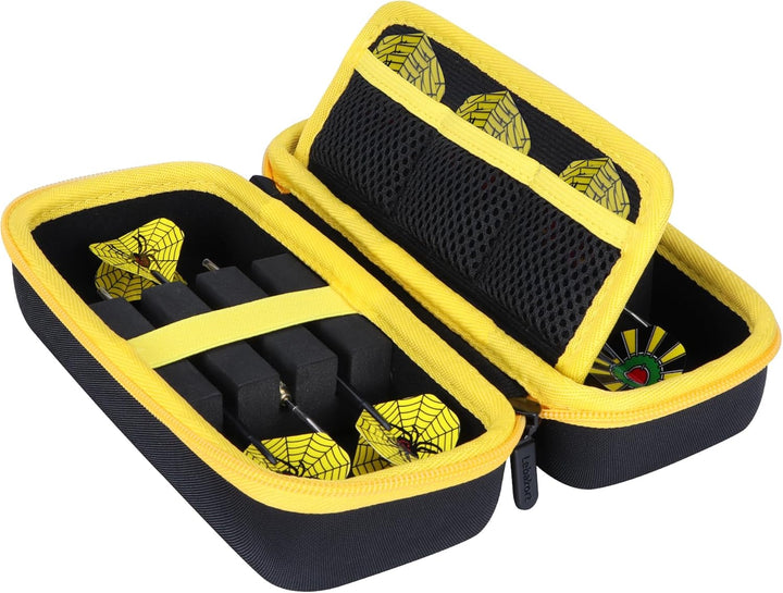 Hart Hülle Dartpfeile Etui für 6 Stück Steeldarts oder weiche Spitze Darts,eingebaute Speicher Rohre