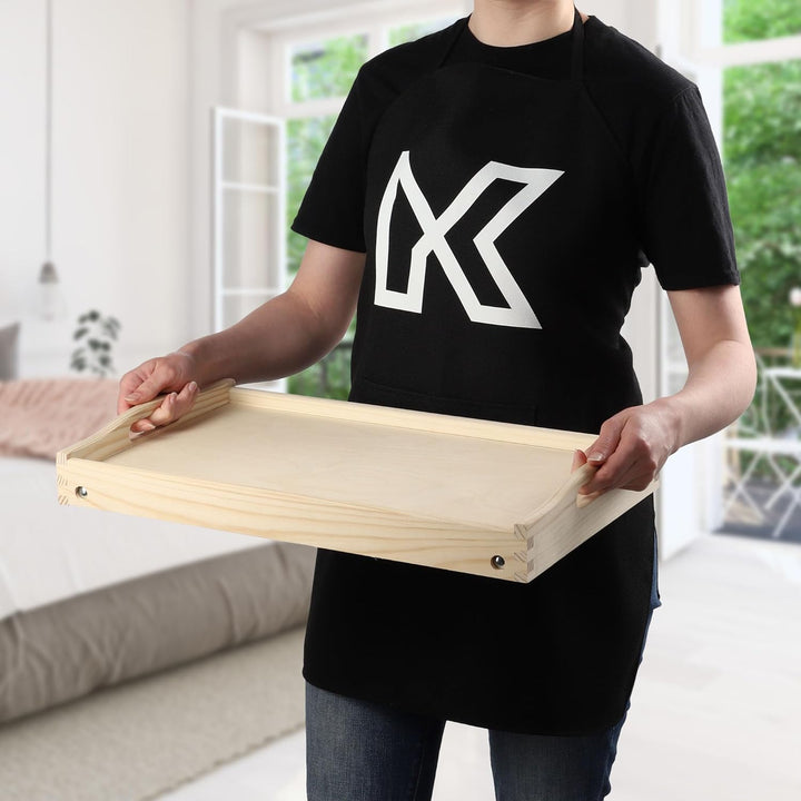 KADAX Betttisch, Frühstückstablett aus Kiefernholz, 19x30x50cm Serviertablett, klappbares Bett-Table