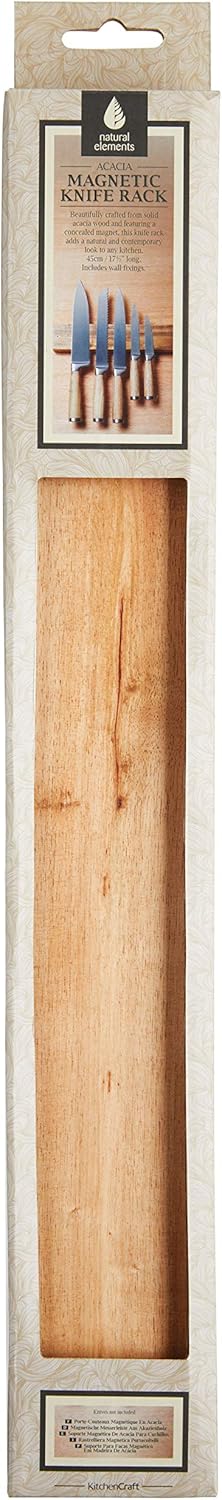 KitchenCraft Natural Elements Magnetischer Messerhalter aus Akazienholz - 45 x 6 x 3 cm - aus ökolog