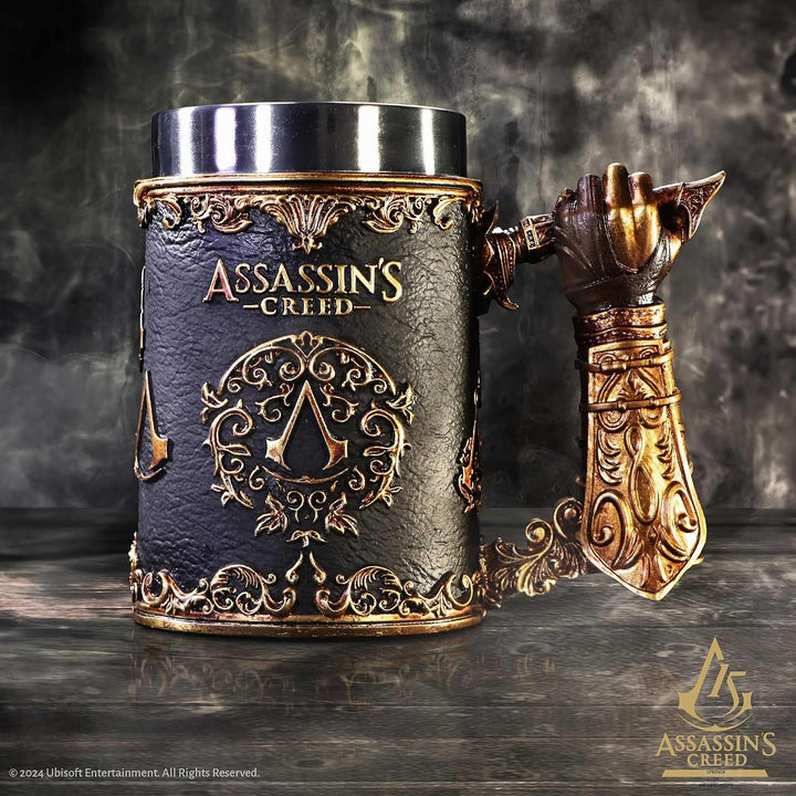 Nemesis Now Assassin's Creed Through The Ages Bierkrug, 15,5 cm, Harz, Schwarz/Gold, offizielles Ass