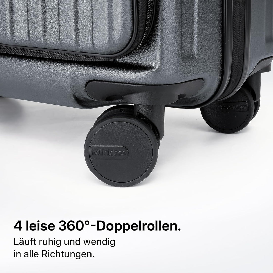 Münicase Koffer Expandierbar – Hartschalen-Trolley mit Oberseiten-Öffnung, Kompressionsgurt & Extra