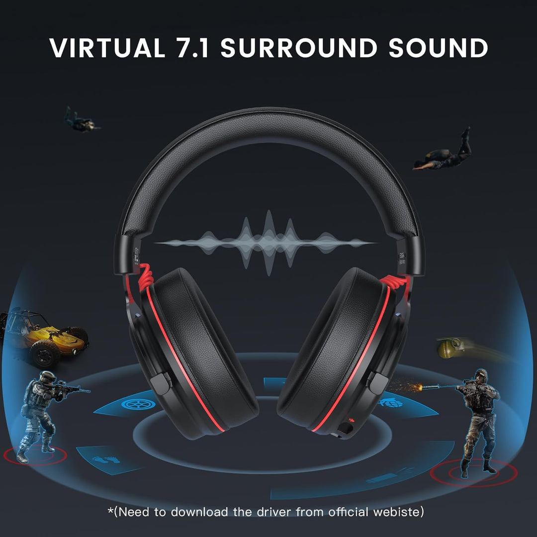 EKSA Gaming Headset, 7.1 Surround Sound PC Headset mit Noise Cancelling Mikrofon, USB & 3,5 mm Audio
