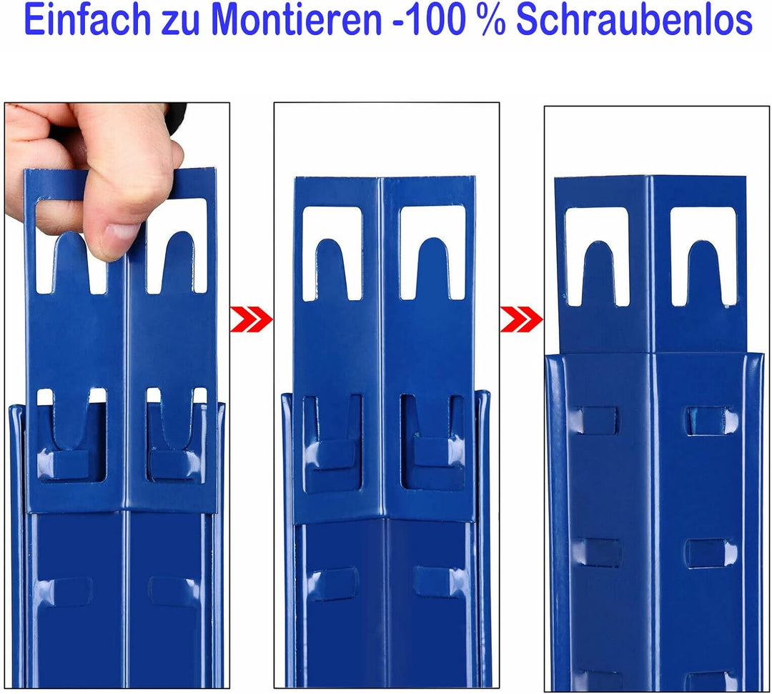 5 Stöckiges Schwerlastregal Regal, Lagerregal Garagenregal, Metallregal Blau - 170cm x 75cm x 30cm,