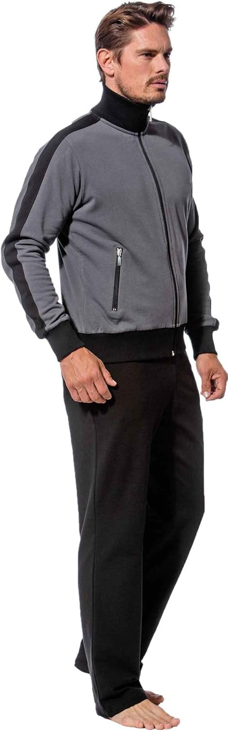 Morgenstern Hausanzug Herren Set Trainingsanzug Freizeitanzug Baumwolle 2-teilig langarm Jacke lange
