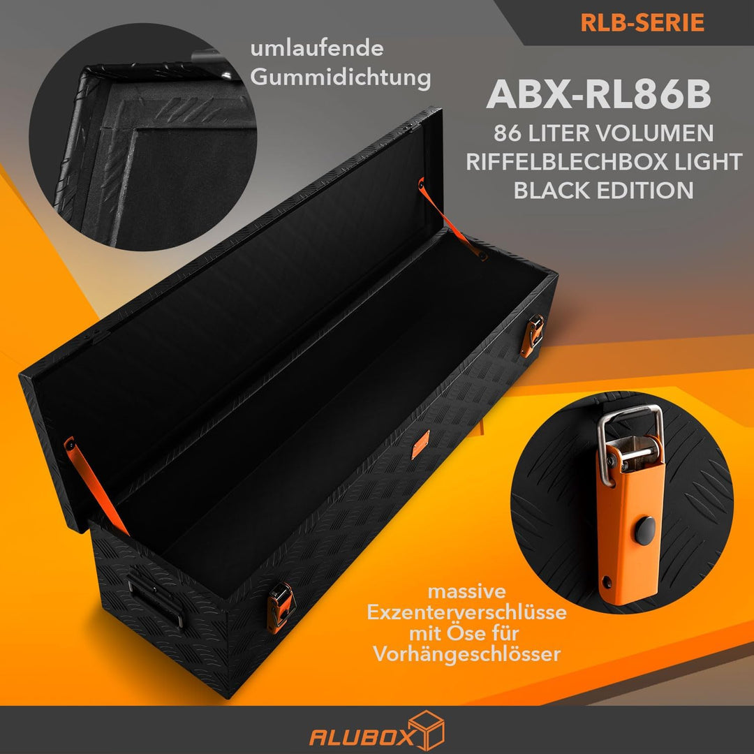 alubox Werkzeugkiste Riffelblech ABX-RL86B Aluminium 1,5mm Werkzeugkiste leicht und robust 86 Liter