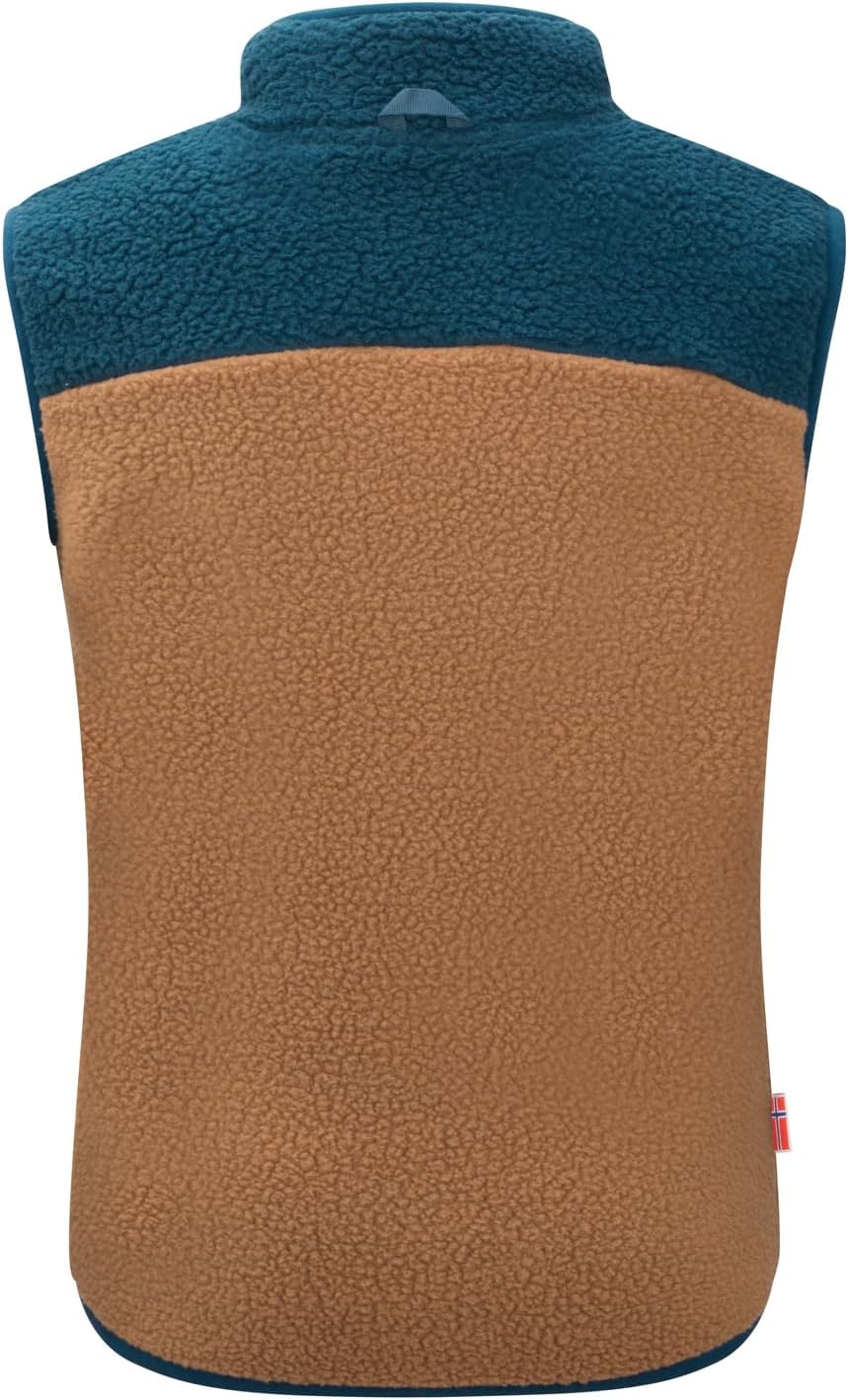 Trollkids Kinder Fleeceweste Hemsedal, 164 Almond/Madeira Blue/Deep Orange