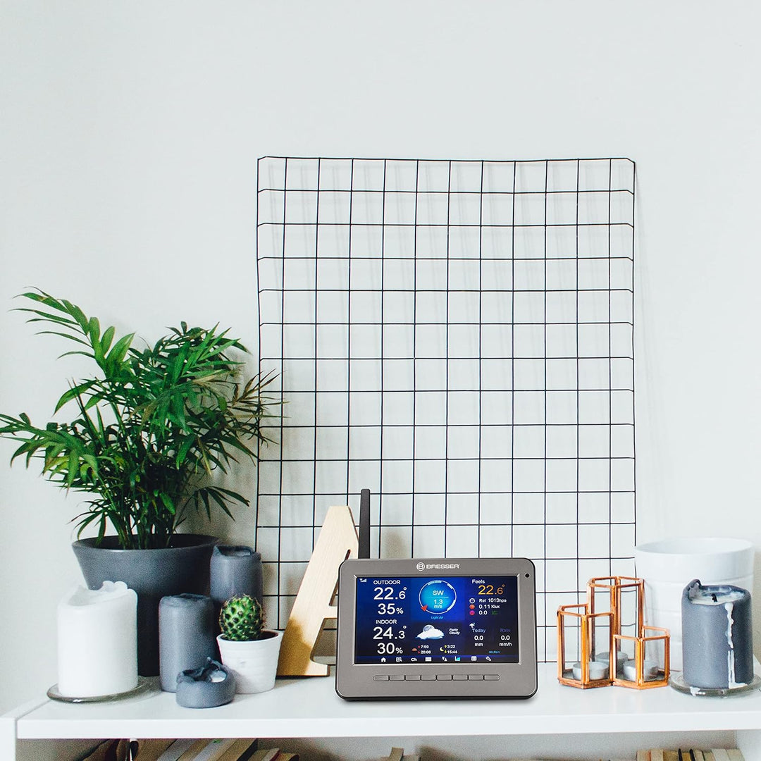 Bresser WLAN HD TFT Funk Wetterstation mit Profi Sensor und Regenmesser zur Messung von Wind, Luftfe