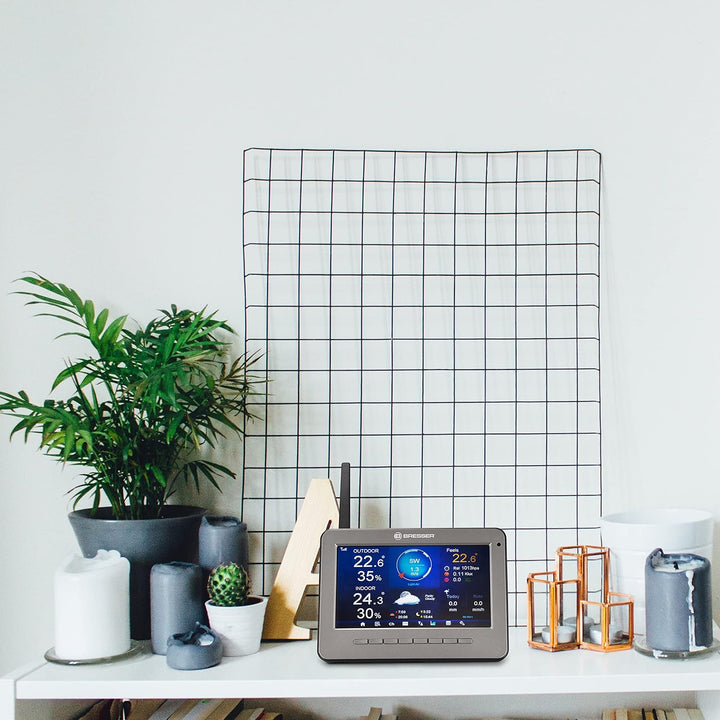 Bresser WLAN HD TFT Funk Wetterstation mit Profi Sensor und Regenmesser zur Messung von Wind, Luftfe