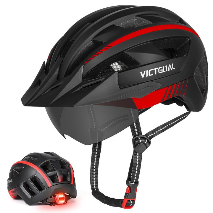 VICTGOAL Fahrradhelm MTB Mountainbike Helm mit magnetischem Visier Abnehmbarer Sonnenschutzkappe und