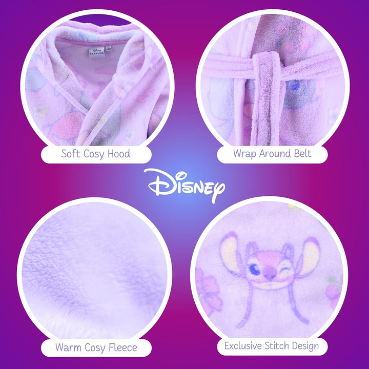Disney Stitch Bademantel für Mädchen, Warmer und Weicher Fleece Morgenmantel Geschenk für Mädchen, G
