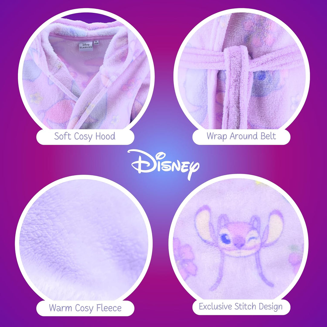 Disney Stitch Bademantel für Mädchen, Warmer und Weicher Fleece Morgenmantel Geschenk für Mädchen, G