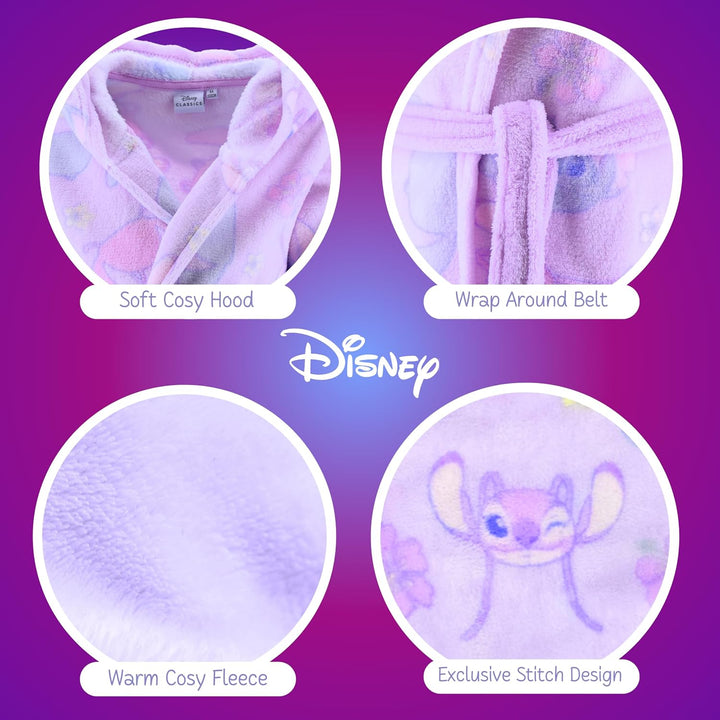 Disney Stitch Bademantel für Mädchen, Warmer und Weicher Fleece Morgenmantel Geschenk für Mädchen, G