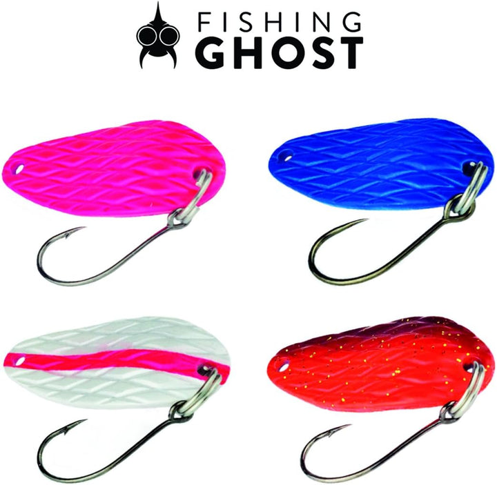 FISHINGGHOST® 4/5xTrout Spoons Set & 1x Blinkerbox - Set, bestehend aus 4/5 Kunstköder und Einer Köd