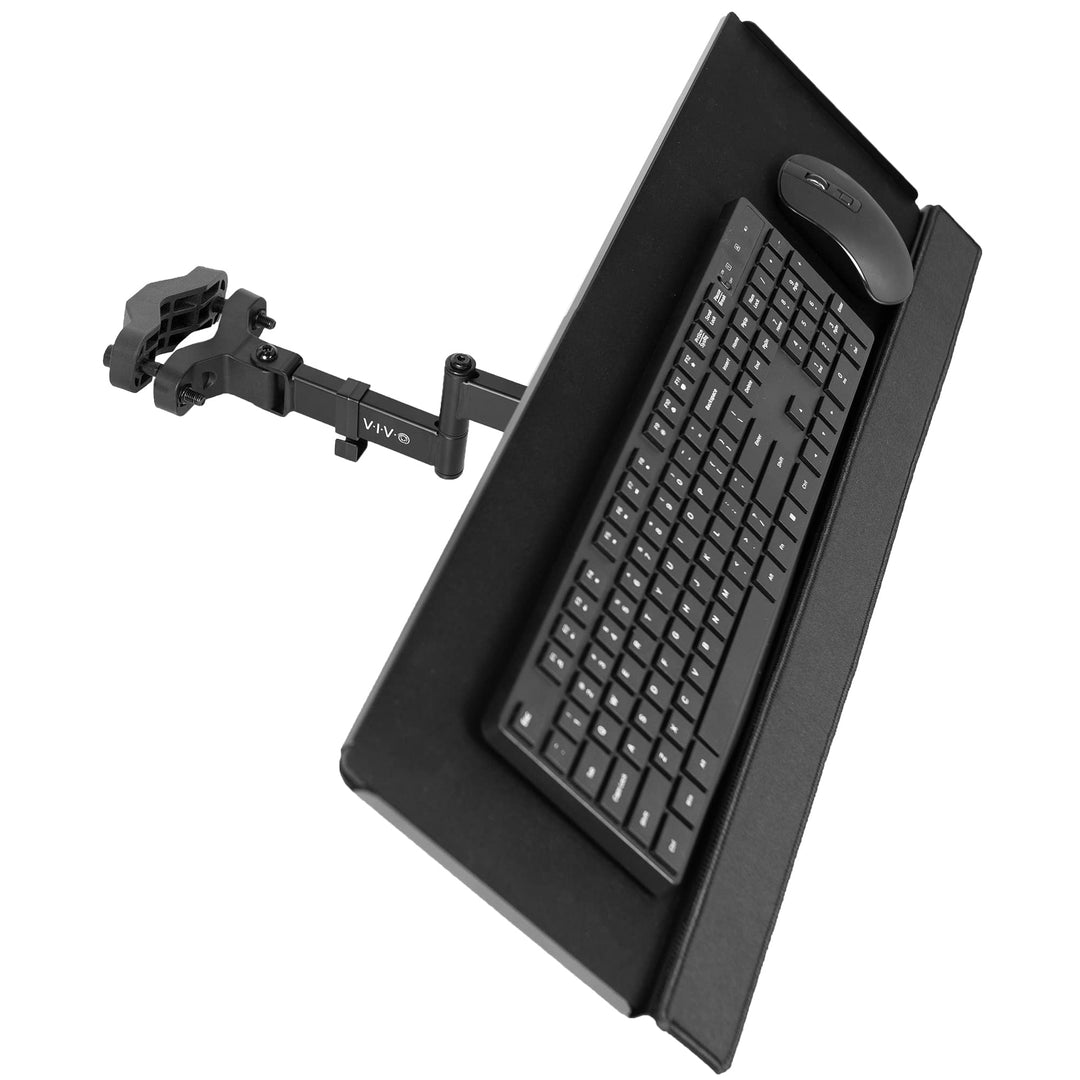 VIVO Steel Universal Full Motion Pole Mount, 26 Inch Keyboard and Mouse Tray, Ergonomic Tilt, 360 De