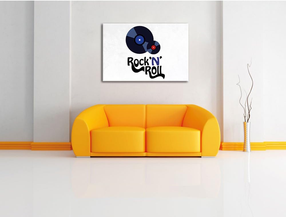 Pixxprint Rock 'n' Roll Schallplatten als Leinwandbild/Grösse: 100x70 / Wandbild/Kunstdruck/fertig b