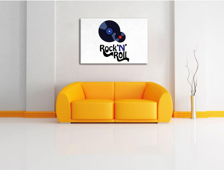 Pixxprint Rock 'n' Roll Schallplatten als Leinwandbild/Grösse: 100x70 / Wandbild/Kunstdruck/fertig b