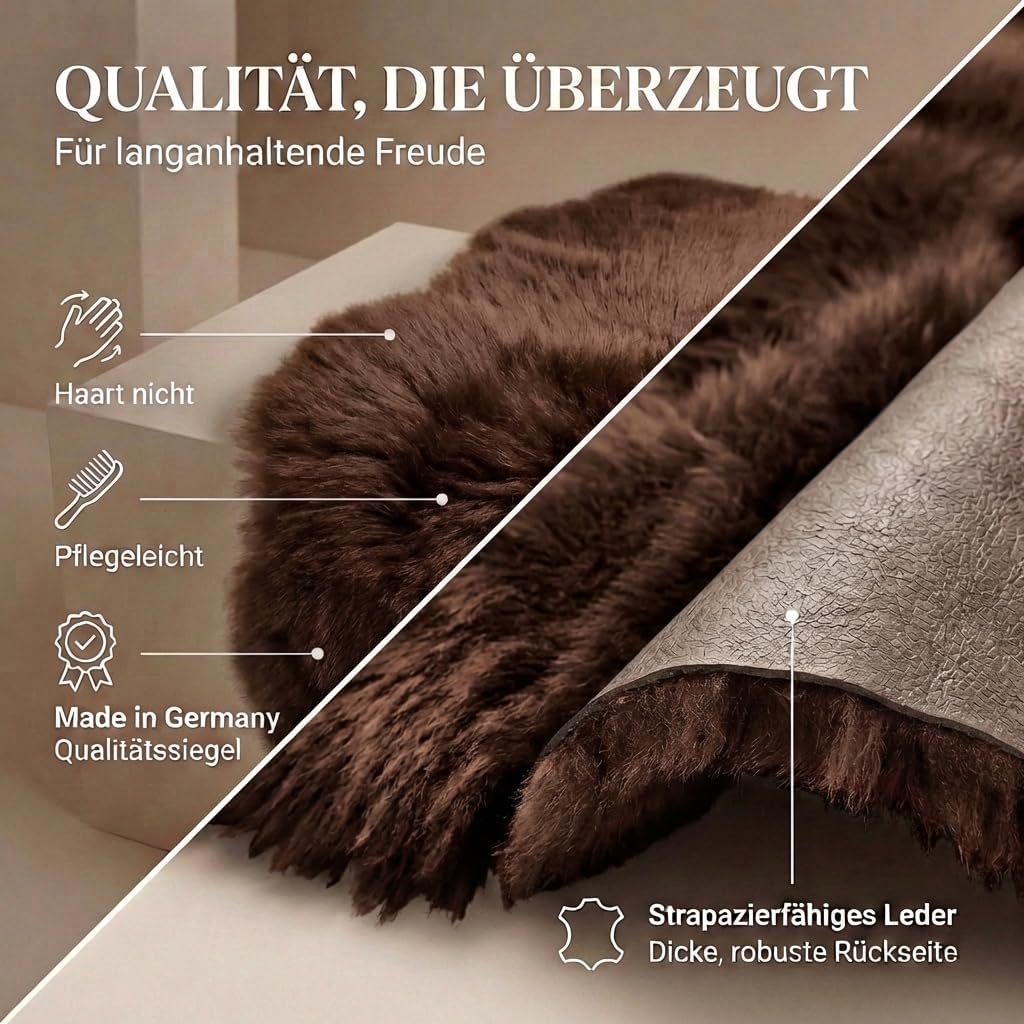 Premium Lammfell Schaffell von LANABEST. Echtes Fell mit ganz zarter Wolle. Kuschelfell, geruchsarm,