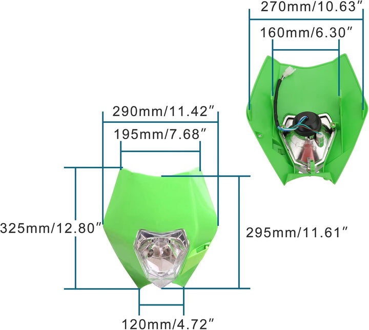 GOOFIT Grün 12V 35W Scheinwerfer Frontscheinwerfer Lichtmaske mit Front Verkleidung Ersatz für Motor