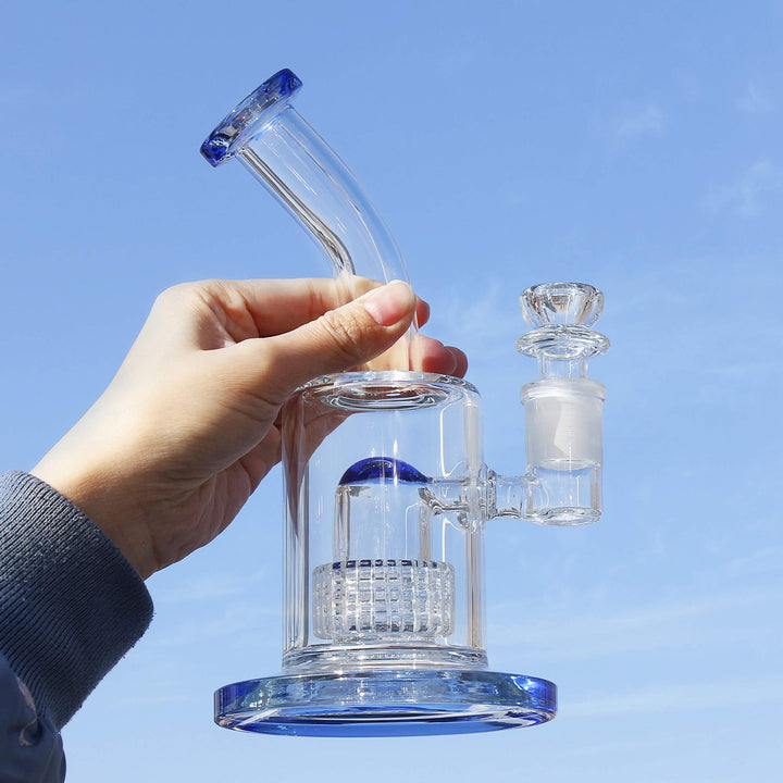 The7boX Thick Bong Glass Water Pipes Smoke Blue Bongs with Percolator 18.8 mm Blau, Blau