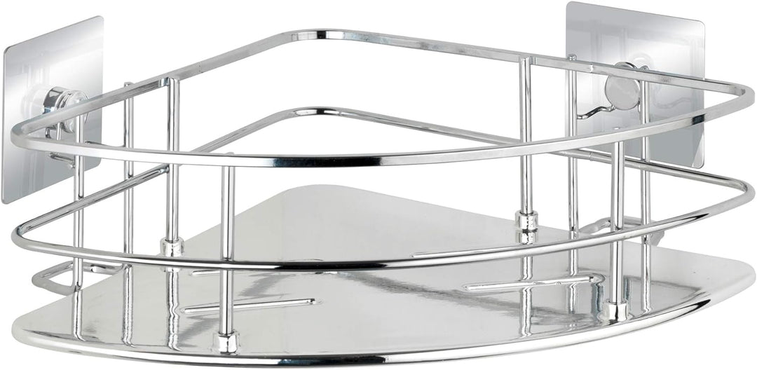 WENKO Turbo-Loc® Edelstahl Eckablage Quadro - Befestigen ohne bohren, Edelstahl rostfrei, 27.5 x 10