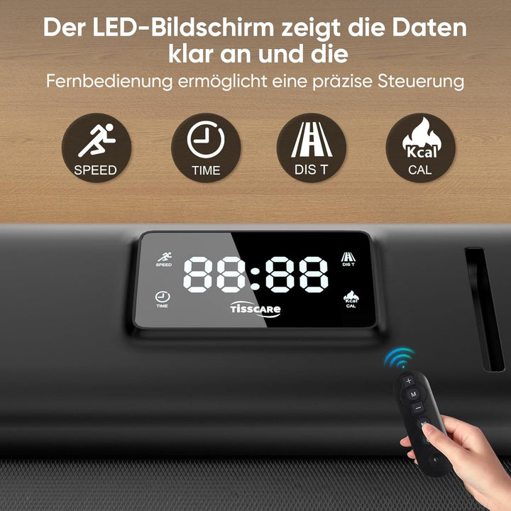 TISSCARE Laufband für Zuhause Büro, Leises Walking Pad mit Aufgerüsteter Lauffläche 140.7 cm & 55.5