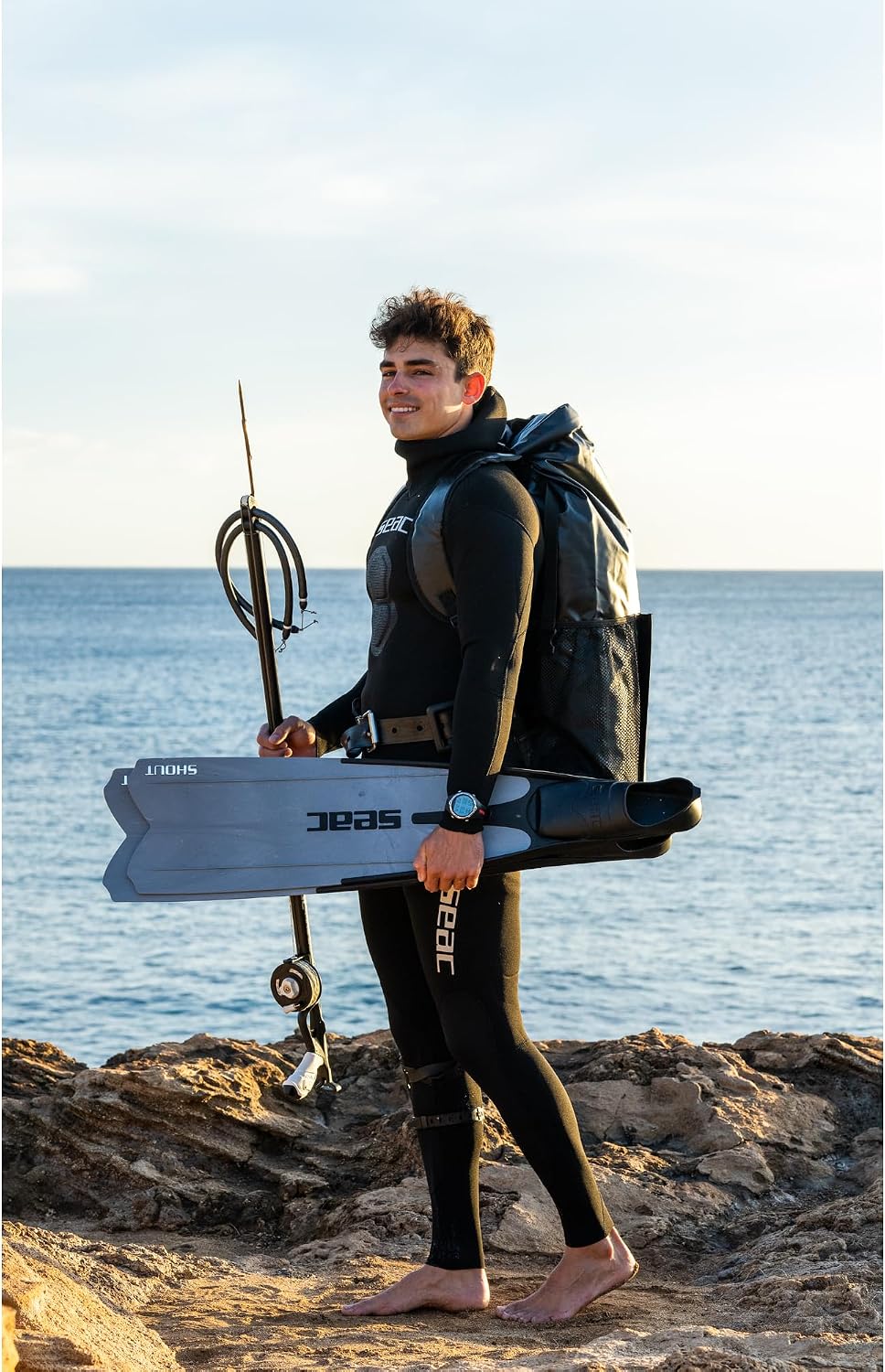 Seac Unisex-Adult Shout Lange Fussteilflossen für die Unterwasserjagd und zum Freitauchen Grau 36/38