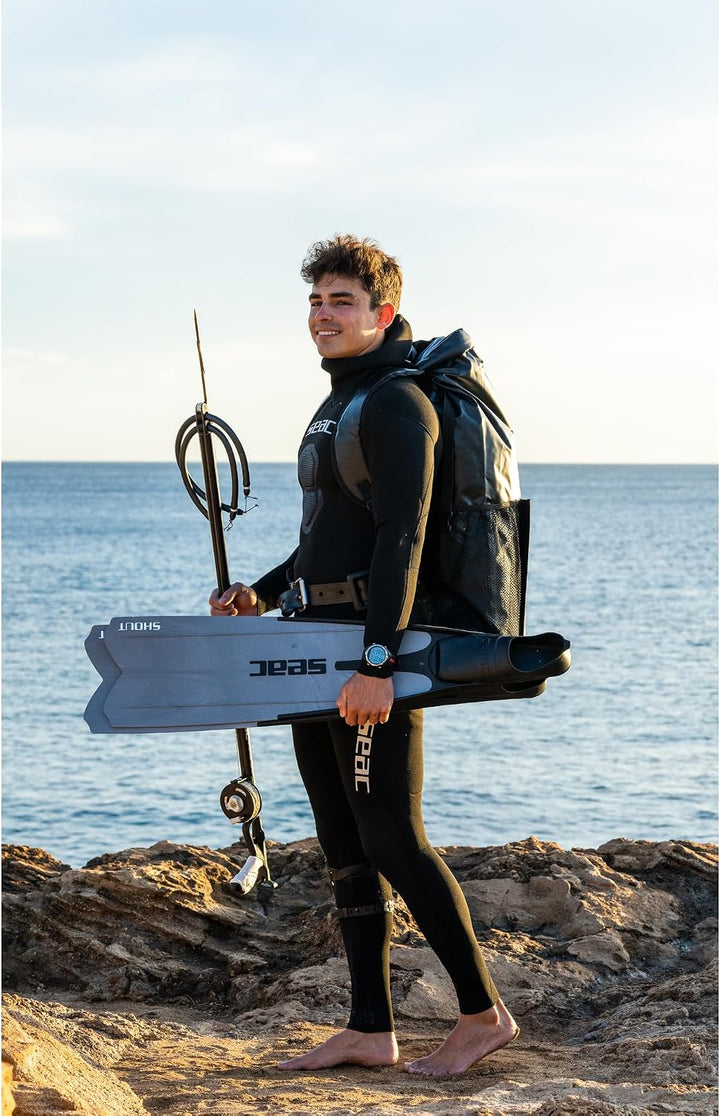 Seac Unisex-Adult Shout Lange Fussteilflossen für die Unterwasserjagd und zum Freitauchen Grau 36/38