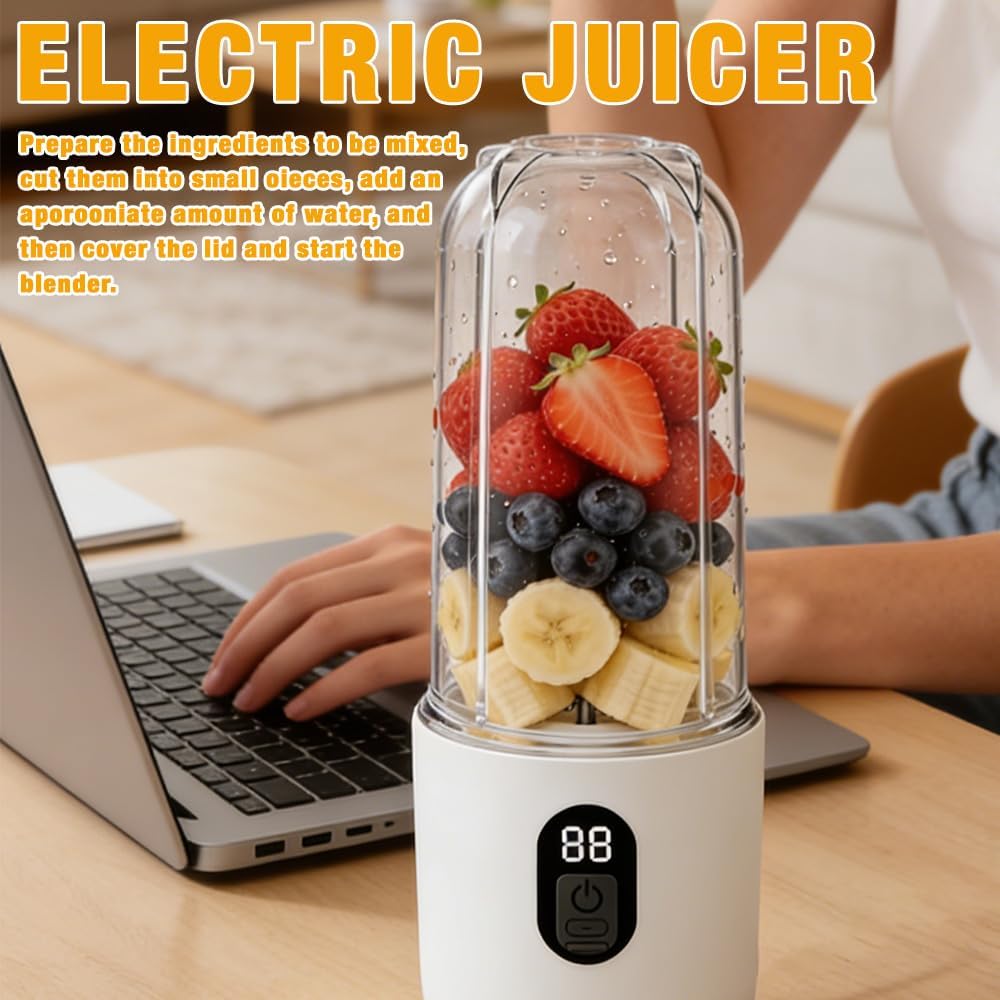 Mineup Tragbarer Mixer, 500ml Mixer Smoothie Maker to Go mit Digitalanzeige, Portabler Elektrischer