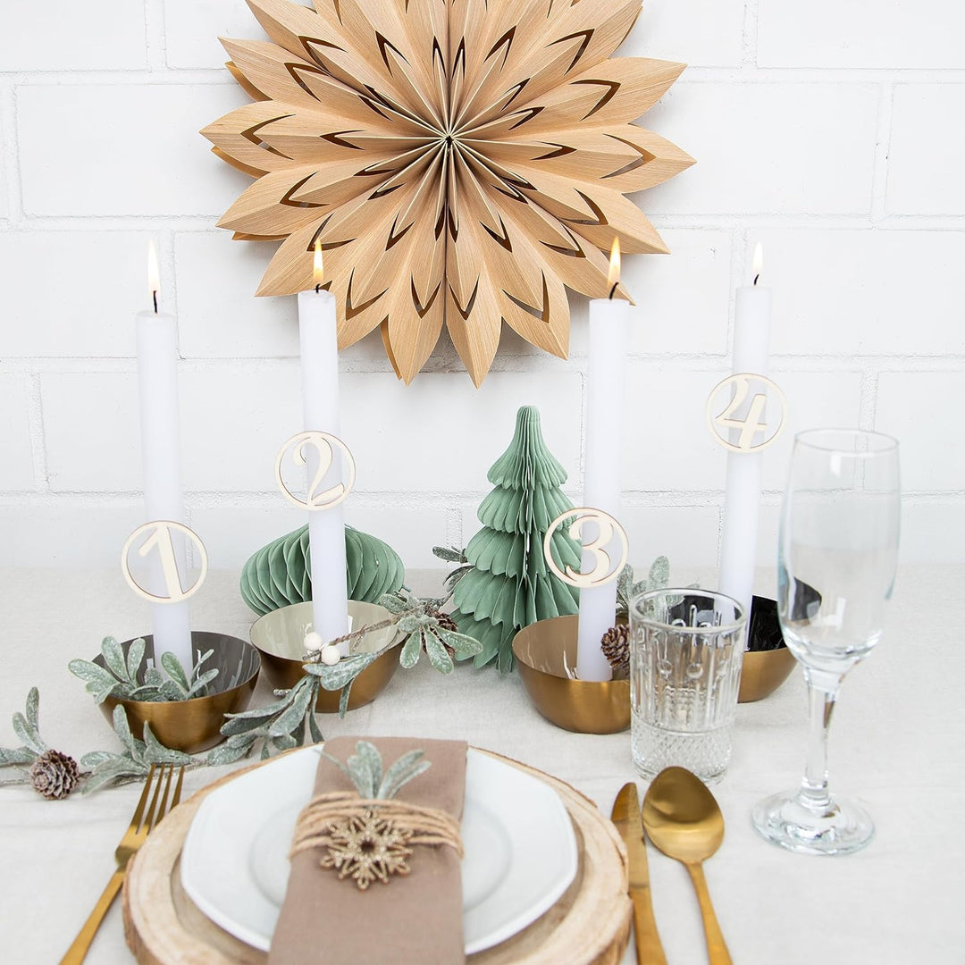 Papierstern Ø 40 cm in Holz-Optik – Stern Blume Natur für Fenster &amp; Schaufenster – Landhaus Deko für
